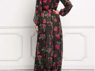 Maxi kjole.m.Rosen printet.str:  Med-Large-XL