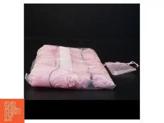 100 Små rosa smykkeposer eller risposer i chiffon (str. 8,5 x 6,5 cm)