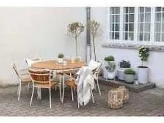 Kerteminde teak - nonwood havebord Ø130 cm, hvidt stel