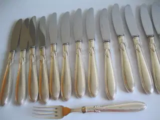 Sextus 15 stk. sølvplet knive 22 cm