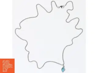 Sølvhalskæde med blå vedhæng (str. 62 cm)