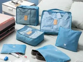 Luggan - sæt med organizer tasker til kuffert, 6 dele (blå)