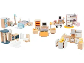 VIGA Dukkehus Møbler - 40 Dele i Træ