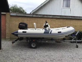 Rib båd med 60 hk motor og trailer 