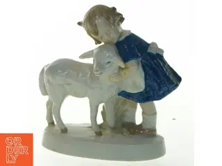 Porcelænsfigur barn og lam (str. 11x13,5 cm)