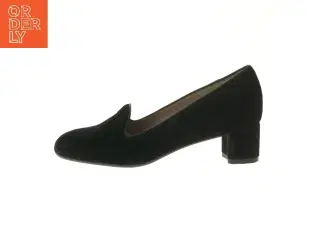 Roccamore, Kimberly Black, Sorte velourloafers med blokhæl og kalveskind for (str. 35 )