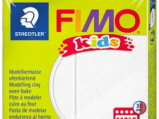FIMO® Kids ler, glitter, hvid, 42g/ 1 pk.