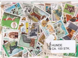 Hunde på Frimærker. St/ust. 100 stk.
