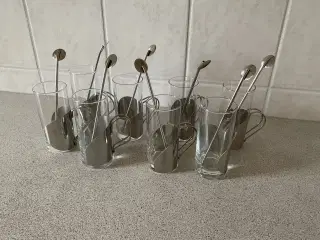 IRISH COFFEE glas med holder og sugerør: 8 stk