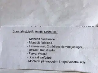 Stannah stole/trappelift
