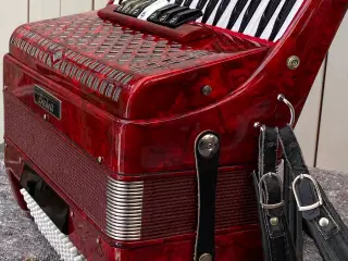 🎶 Rød perlemor – Beckett harmonika 96 bas, 