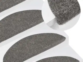 Selvklæbende trappemåtter 15 stk. 56x17x3 cm grå