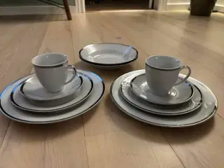 Marie Sohn stel hvid med sølv kant