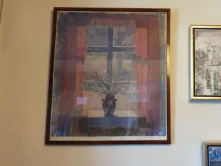 Billede Alhed Larsen "Bøgeløv i vindue"