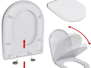 Soft close toiletsæde quick-release design firkantet hvid