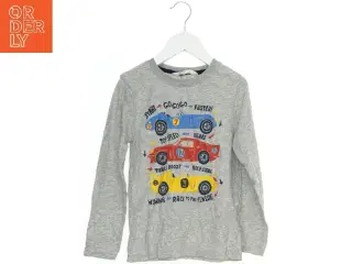 Langærmet Grå T-shirt med Biler fra H&M (str. 128)