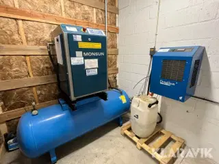 Compressor med tørreanlæg MONSUN 500 liters tank