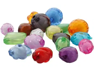 Acrylfacetperler, str. 8-20 mm, hulstr. 2-3 mm, ass. farver, 1000g/ 1 pk.
