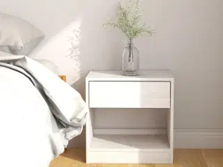 Sengebord 40x31x40 cm massivt fyrretræ hvid