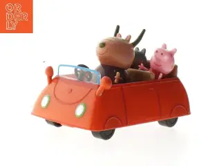 Rød legetøjsbil med figurer fra Gurli Gris (str. bil: 6x15x9 cm figur: 5-9 cm)