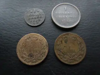 1 skilling 1812, 1813, 1856 og 1860 4 stk