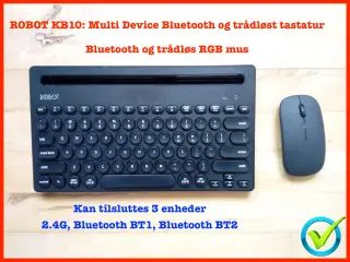 ROBOT Multi Device Bluetooth og trådløst tastatur