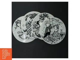 Bjørn Wiinblad porcelænstallerkener fra Nymlle (str. Ø. 15 cm. 4 styk)