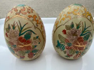 Porcelæn, 2 vintage Satsuma japanske æg, kr. 150,-