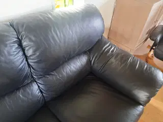 Læderhjørne sofa sort