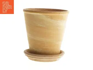 Terrakotta blomsterpotte med underskål (str. Ø. 12 cm. længde, 12,5 cm)