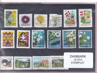 Danmark - 16 Stk nye enkeltmærker - Stemplet