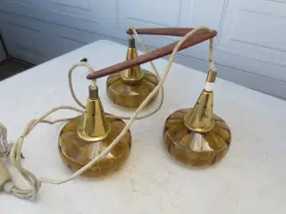 1 stk Retro Loftslampe Med Teak og Messing 