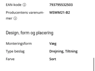 Sanus vægbeslag til SONOS højttalere (sort) 2 stk.
