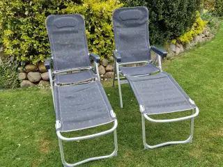 2 campingstole med høj ryg og fodhviler