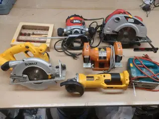 6 stk. elværktøj og fræsejern