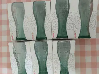 7 grønne Coca-Cola glas, 30 cl