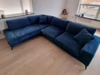 Blå velour sofa 