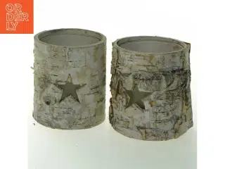 Rustikke lysestager med stjernemotiv (str. 9x8 cm)