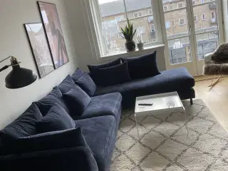 Blå velour sofa 
