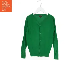 Grøn cardigan med sølv albuelapper fra Norlie (str. 134)