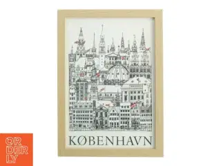 Indrammet illustration af København (str. 30 x. 21 cm)
