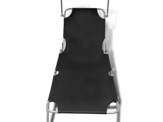 Foldbar liggestol med baldakin stål og stof sort