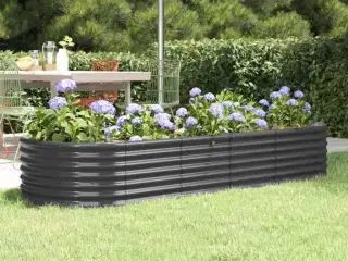 Plantekasse 224x80x36 cm galvaniseret stål antracitgrå
