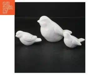 Hvide keramik fuglefiguriner fra Home Art (str. 11 og 7 cm)
