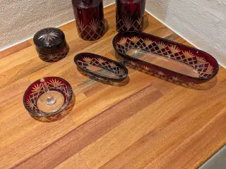 Antik Eau de toilette sæt i Bøhmisk krystalglas,