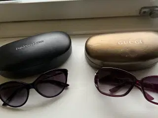 Solbriller af mærket Ralph Lauren og Gucci.
