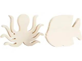 Havdyr-figurer, Blæksprutte og fisk, H: 11 cm, B: 16 cm, tykkelse 1,2 cm, 2stk./ 1 pk.