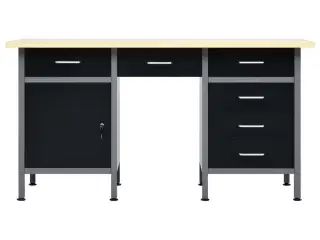 Arbejdsbord 160x60x85 cm stål sort