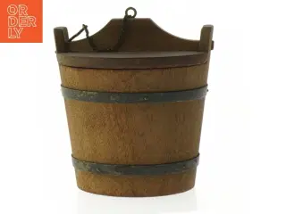Rustik gammel træbøtte (saltkar) med låg (str. 12 cm)