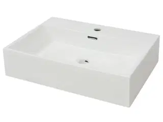 Håndvask med hul til vandhane keramik 60,5x42,5x14,5 cm hvid